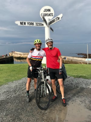 Which way next? Martin Love and Ed Marriott smiling at the end of their epic ride