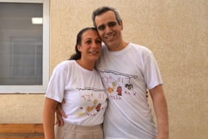 Omri Miran Lishay Miran-Lavi and and wear match white T-shirts