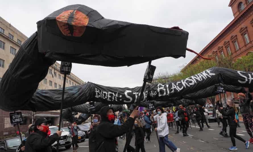 Indigenous youth in Washington DC demand Joe Biden ‘Build Back Fossil Free’ and halt the Dakota Access pipeline