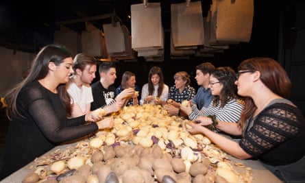 Workshoppers peel potatoes in a new pop-up home craft venture at Selfridges, called ‘Our House’.