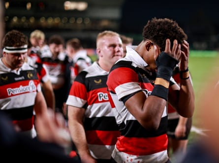 Noah Caluori has his head in his hands after Saracensâ defeat against Connacht in the Champions Cup