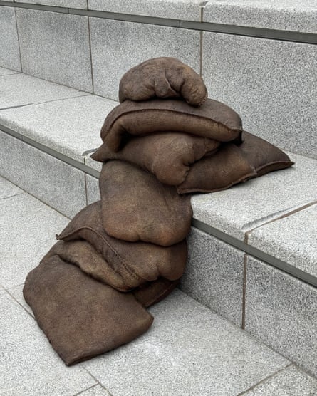 Richard Wentworth’s cast bronze sandbag seating.
