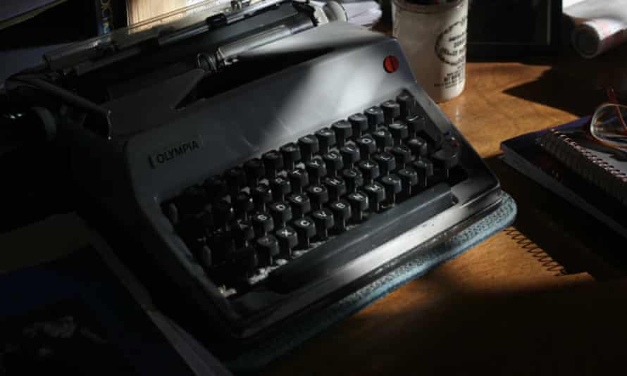 Don DeLillo’s trusty Olympia typewriter in his office in New York.