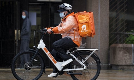 A Just Eat delivery rider in Liverpool. 