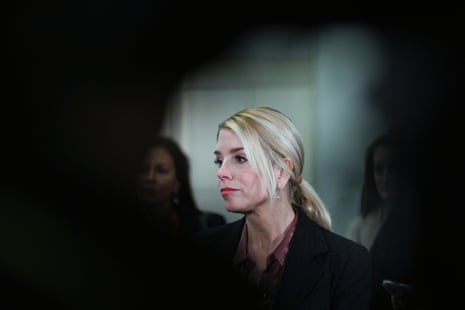 U.S. Attorney General Pam Bondi answers questions from the media at the United States Capitol on March 18, 2026 in Washington, DC.
