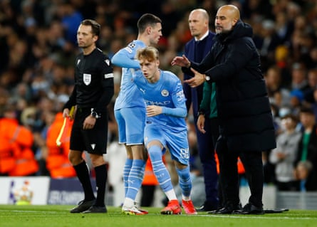 Manchester City’s Cole Palmer comes connected arsenic a substitute to switch Phil Foden