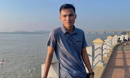In this photo provided by Thiri Lwin, freelance journalist Win Htut Oo poses in Mawlamyine township in Mon state, Myanmar.