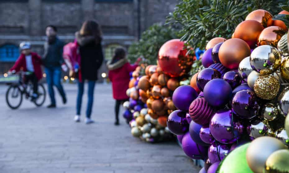 Christmas decorations in Granary Square, Kings Cross, London