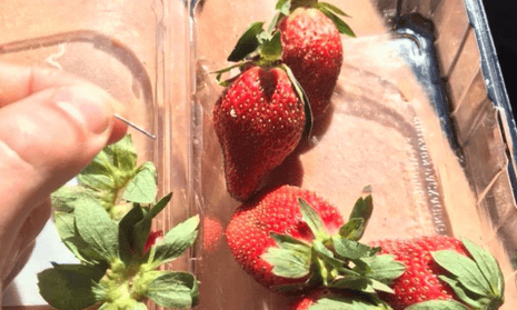 A needle found inside one of the punnets of strawberries supplied to Woolworths
