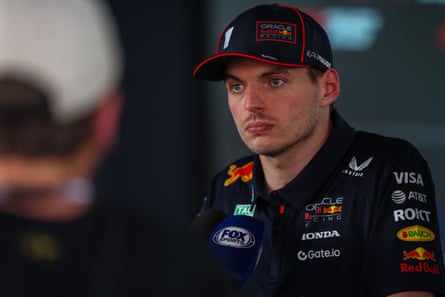 Max Verstappen answers questions after the race