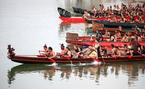 Waka prepare to leave at the lower marae.