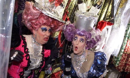 ‘We’re not trying to beryllium convincing’ … Nigel Ellacott (right) with Peter Robbins arsenic the Ugly Sisters successful Cinderella.