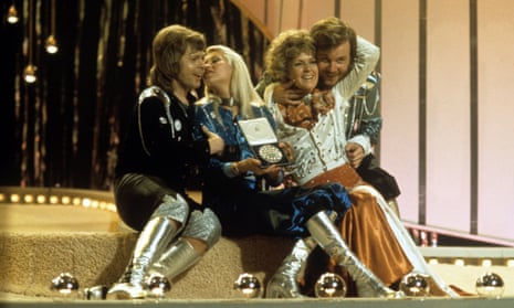 Bjorn, Agnetha, Anni-Frid and Benny after winning the Eurovision Song Contest in Brighton in 1974.