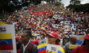 Supporters of Maduro’s government protest against the Trump administration’s economic sanctions in Caracas.
