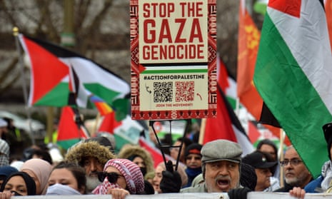 People stage a pro-Palestinian demonstration in Ottawa, Canada, on 16 March 2024.