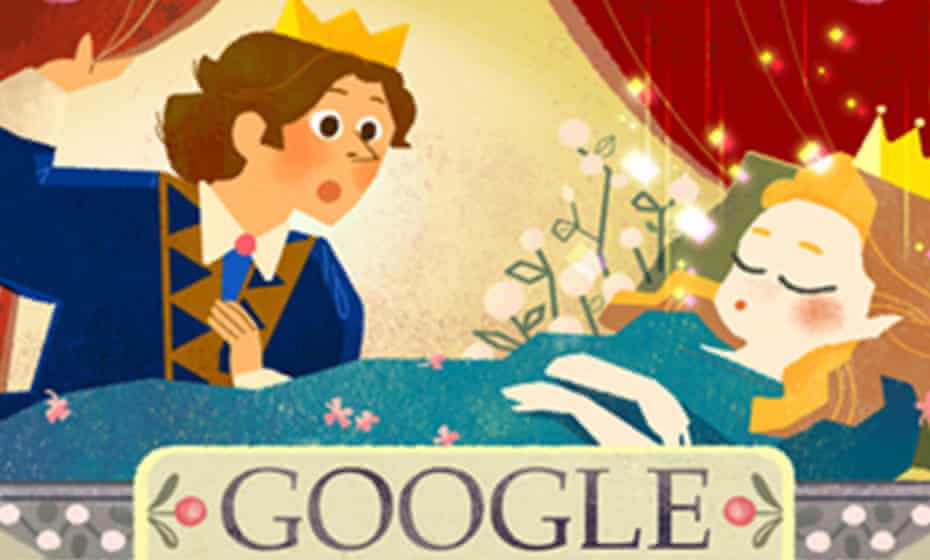Sleeping Beauty Google doodle on Tuesday 12 January by Sophie Diao (portion).