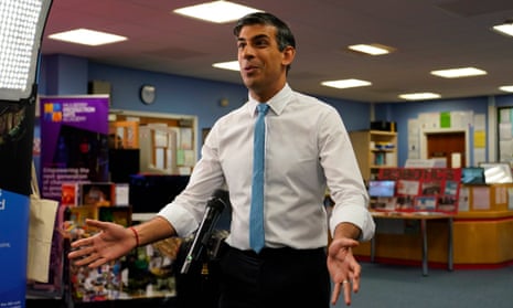 Rishi Sunak at Mulberry School for Girls in east London, having announced plans to cap the number of students on ‘poor quality’ university degree courses, 17 July 2023