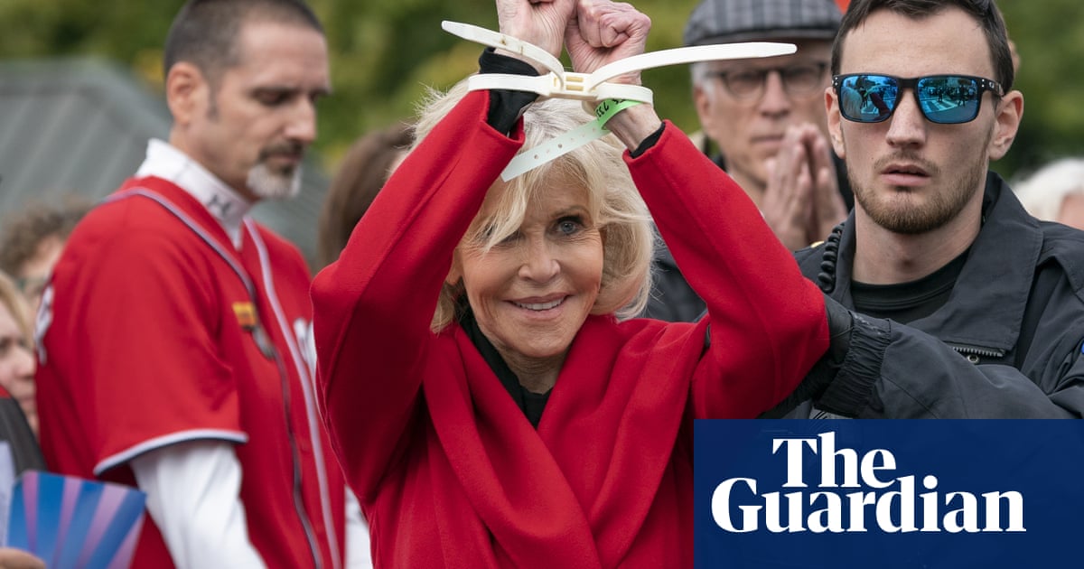 Jane Fonda accepts Bafta award during arrest at climate protest