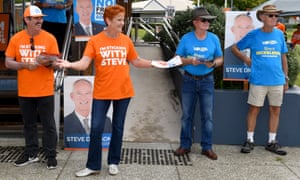 One Nation leader Senator Pauline Hanson at a polling booth in the Sunshine Coast on Saturday.