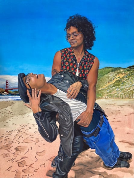 a painting of two people