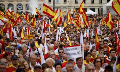 A demonstration supporting Spanish unity in Barcelona.