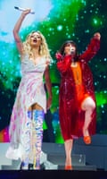 Rita Ora and Charli XCX perform on stage at The O2 Arena in May 2019 in London, England