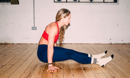 ‘Straighten your arms to lift your bum off the floor.’