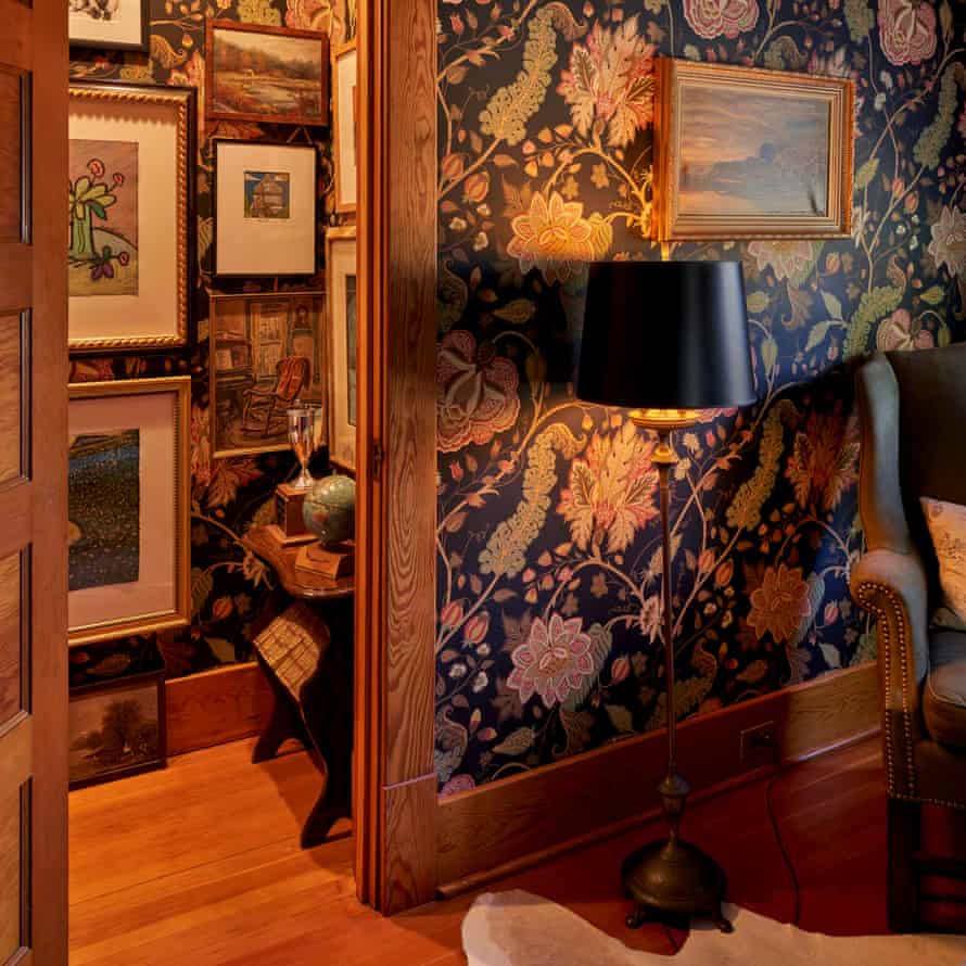 Layered patterns and paintings in the office