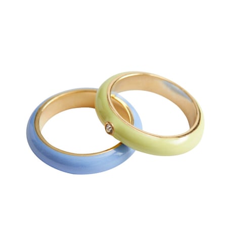 Double band green and blue rings