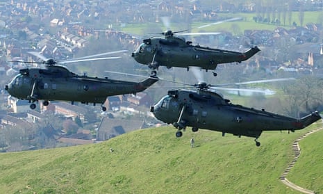 Three Sea Kings helicopters