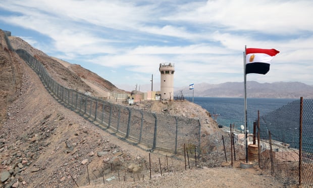 The border between Egypt and Israel in the Red Sea resort town of Taba.
