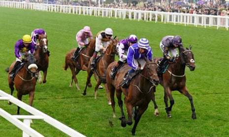 Stratum (second right) ridden by jockey William Buick on their way to winning the Queen Alexandra Stakes, the last race on the final day of Royal Ascot 2022.
