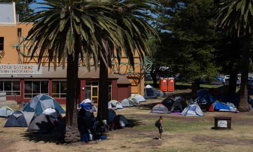 A tent city in Fremantle, Western Australia, in January.