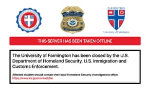 The University of Farmington website has been closed by Ice.