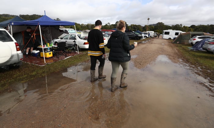 There is still water lying over the ground in many of the campsites.