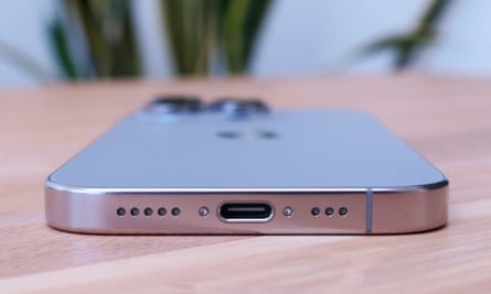 The USB-C port of the iPhone 16 Pro