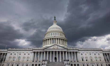 Storm clouds above the US Capitol in Washington.