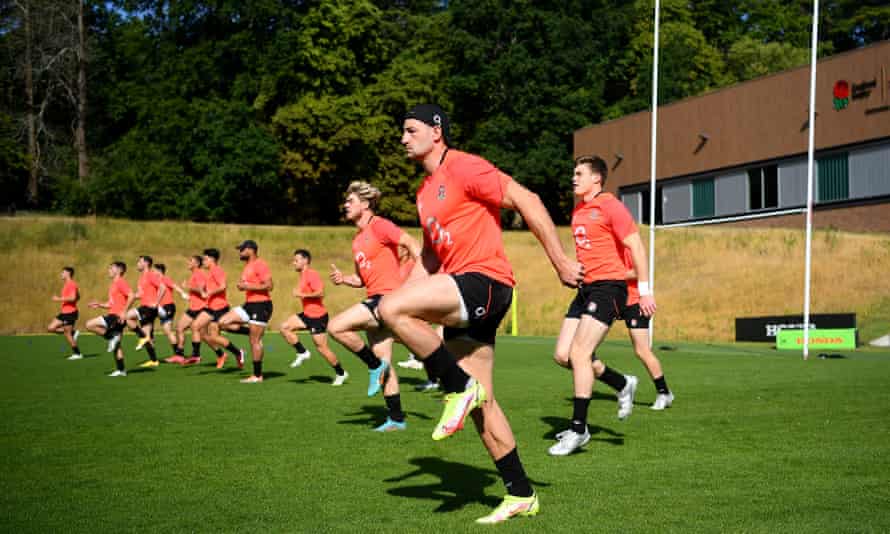 Jonny May at the front as England train at Pennyhill Park in Bagshot, Surrey