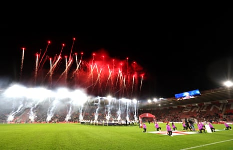Fireworks go off at the St Mary's Stadium
