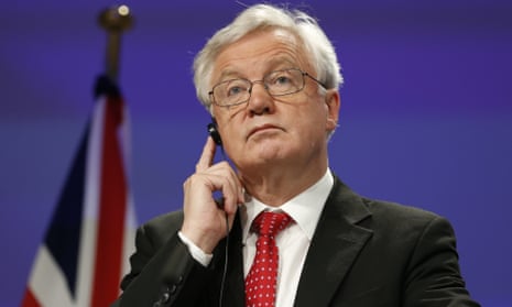 David Davis, the Brexit secretary, at a press conference in Brussels where a lack of progress over talks was revealed.
