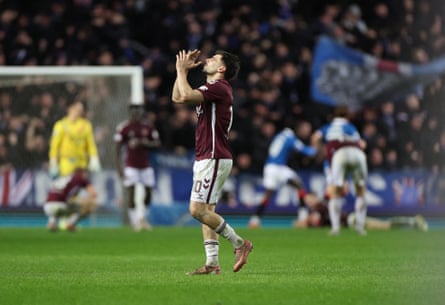 Cláudio Braga reacts after Hearts lost 4-2 at Rangers