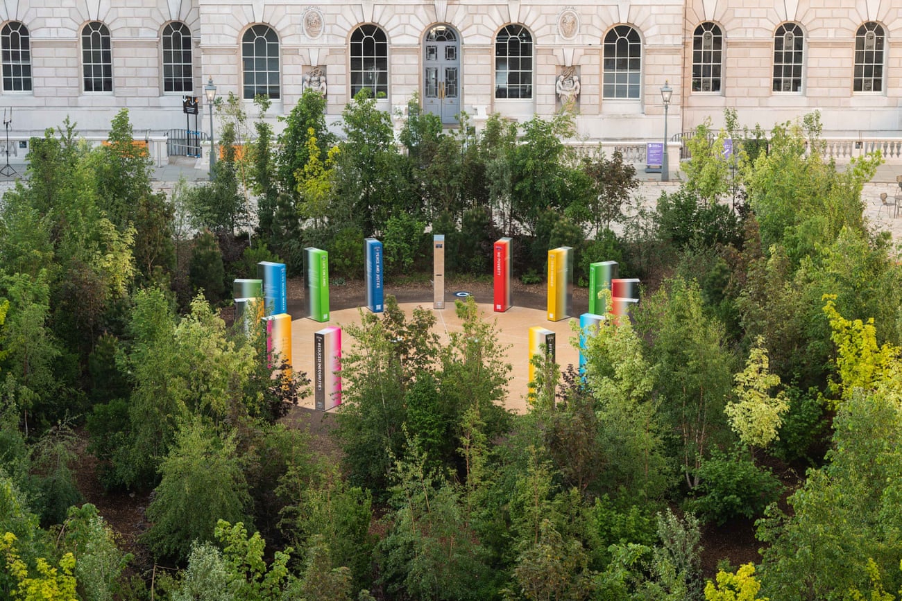 Temporary treat … the potted trees in Devlin’s Forest for Change will go to worthy homes after the London Design Bienale.