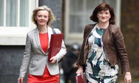Elizabeth Truss (left) and Nicky Morgan arrive for cabinet.