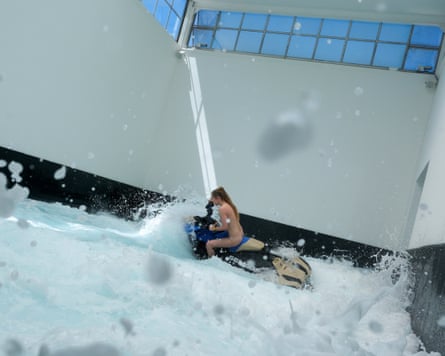 Impervious to the cold … one of Holzinger’s jetskiers.