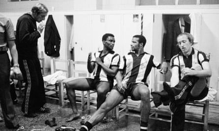 Cyrille Regis and team mates in the dressing room after Albion’s 1-1 draw against Valencia in the UEFA Cup in 1978.
