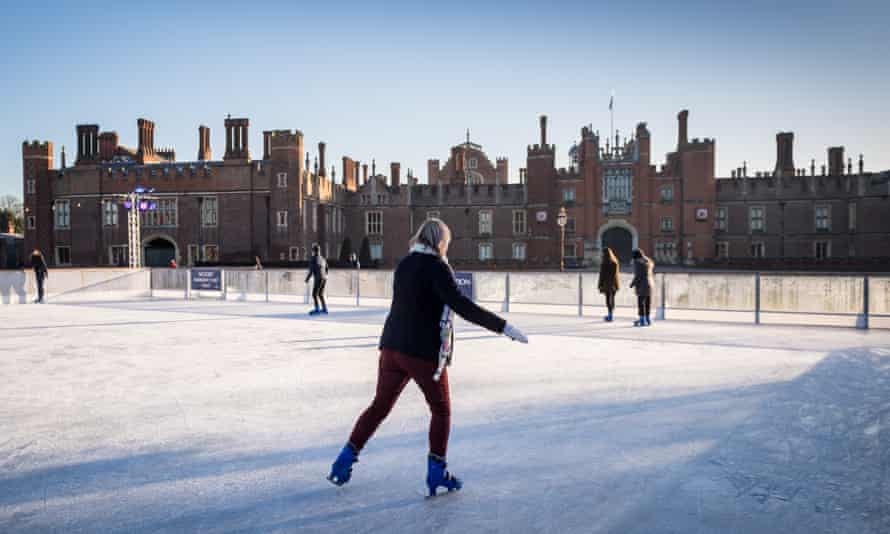 A woman skating on the Hampton Court ice rink