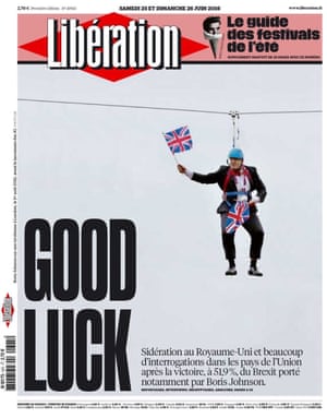 The front page of the French newspaper Liberation reacts to the EU referendum result