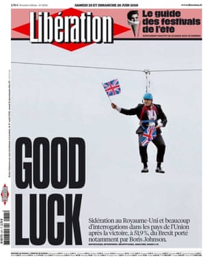 The front page of the French newspaper Liberation reacts to the EU referendum result
