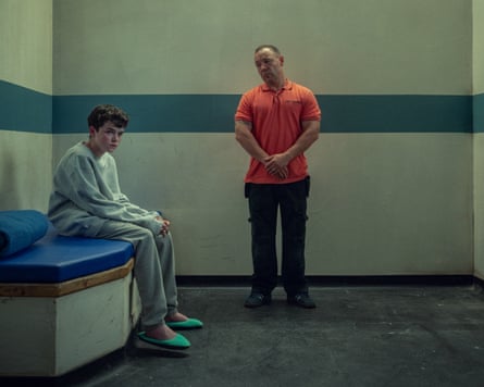 Stephen Graham is standing in a prison cell, looking forlornly at his Adolescence co-star who plays his son.