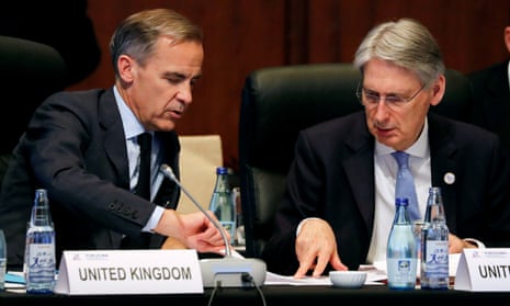 Final tasks: Bank of England Governor Mark Carney with Chancellor Philip Hammond during the G20 meeting in Japan this month.